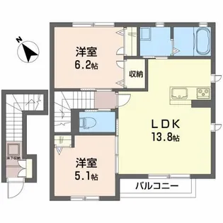 メゾンカルミア原町【2階】の間取り