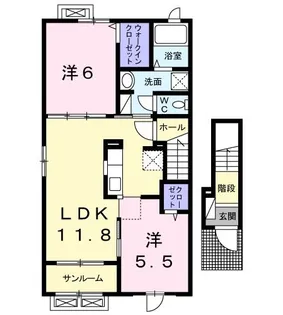 スカイパレスA【2階】の間取り