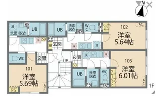 カインドネス本厚木West【1階】の間取り