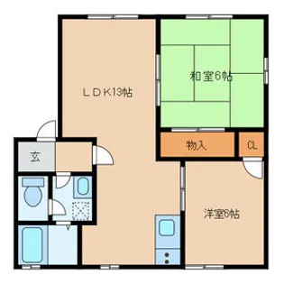 フラワーガーデン津福C棟【1階】の間取り