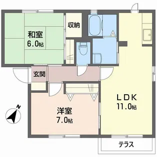 ウッド ヴィラージュ B棟【1階】の間取り