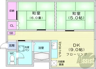 サッポロユニオンハイツ【9階】の間取り