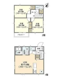 東京都国立市谷保【一戸建】の間取り
