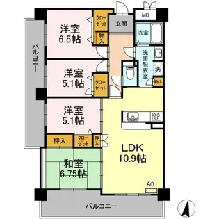 エスプラッツ白山【10階】の間取り