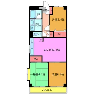 レジデンス雅鷺【3階】の間取り