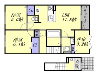 広島県安芸郡府中町みくまり2【アパート】の間取り