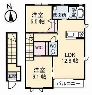 グランディール B棟【2階】の間取り