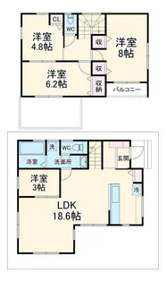千葉県流山市大字西平井【一戸建】の間取り