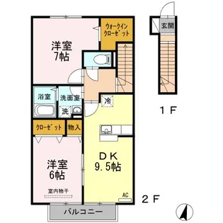フローラルガーデン土器東【2階】の間取り