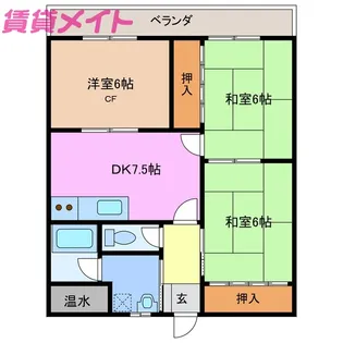 シャトー江ケ室【1階】の間取り