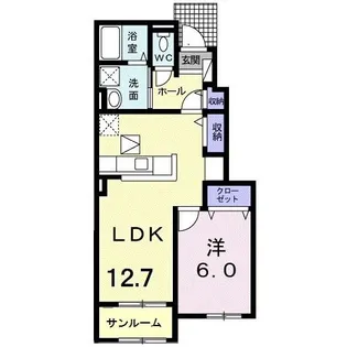 イーストオーブII【1階】の間取り
