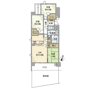 ルネサンスエア川越レジデンス【1階】の間取り