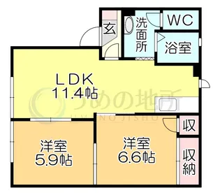 ラ・フォーレ櫛原A棟【1階】の間取り