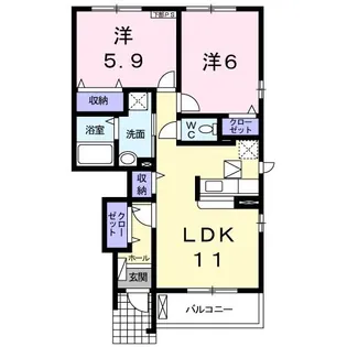 プリムローズB【1階】の間取り