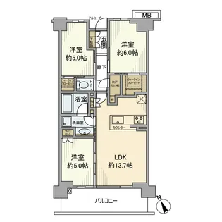 シティテラス横濱綱島ガーデンズ【4階】の間取り