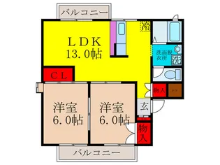 サンハイツ千里【2階】の間取り