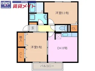 プレミール ボヌール D【2階】の間取り