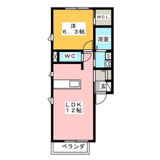 リベルテ美濃川【2階】の間取り