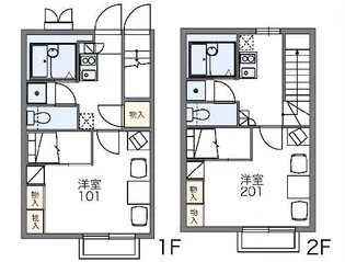 レオパレスウェーブトップ川花【1階】の間取り