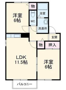 レジデンスイナサB【2階】の間取り