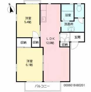 フォンテ月見ヶ丘 弐番館【2階】の間取り