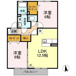 2LDKの間取り画像