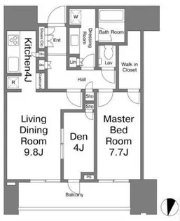 赤坂タワーレジデンストップオブザヒル【17階】の間取り