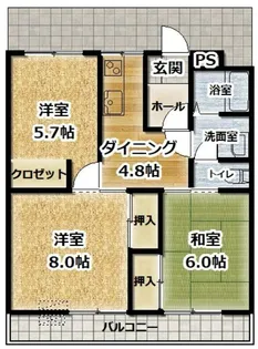 ルミウス片山【4階】の間取り