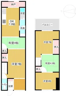 京都府京都市南区西九条豊田町【一戸建】の間取り