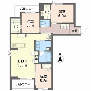 リヴィエール富沢【2階】の間取り