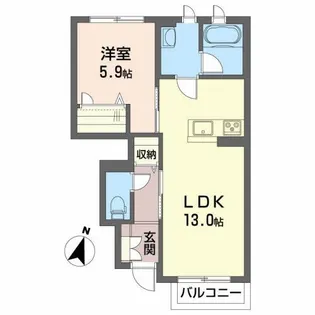 リラフォートB【1階】の間取り