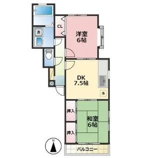 ホワイトハイム旭が丘【1階】の間取り