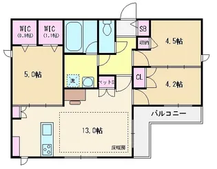 sweet rootsくすのき台(スウィートルーツクスノキダイ)【3階】の間取り