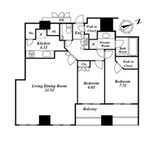 ウエストパークタワー池袋【32階】の間取り