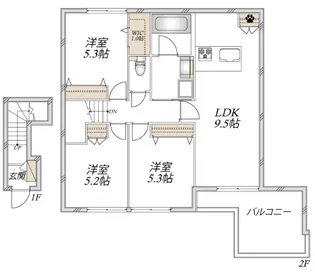 シティハウス深沢【2階】の間取り