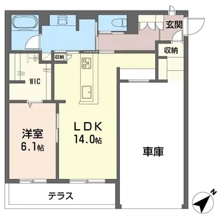 ソルシエール・エスト 【ビルトインガレージ物件】【1階】の間取り