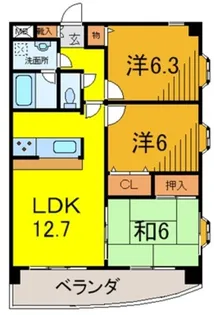 グランシャトー南田中【5階】の間取り