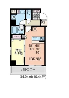 イーストサイド【4階】の間取り