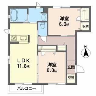 カドルセゾンもえぎ【1階】の間取り