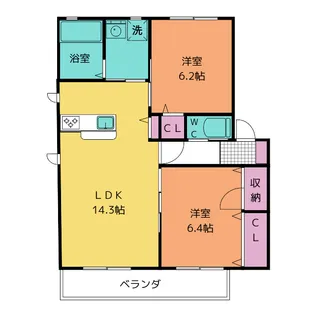 ツイン エトワール B【1階】の間取り