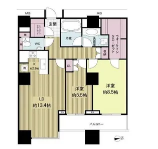 高輪ザ・レジデンス【27階】の間取り