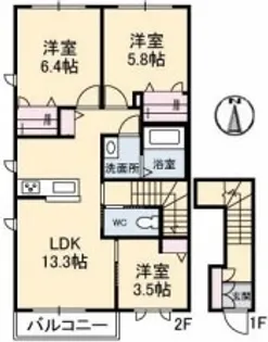 フェリベーテ B【2階】の間取り