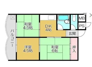 東加古川ハイツ【3階】の間取り