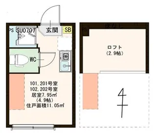 ハーモニーテラス東蒲田【2階】の間取り