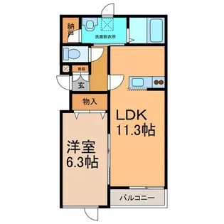 ラ・パーチェ柳町【2階】の間取り