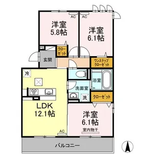 メゾン勝賀 A棟【3階】の間取り