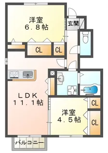 セジュール加佐【1階】の間取り