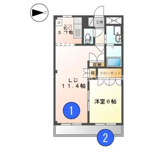 メルヴェールI【1階】の間取り