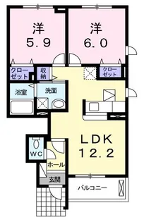 エスポアール・アンジュ【1階】の間取り