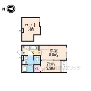 ハーモニーテラス深草大亀谷万帖敷町【2階】の間取り
